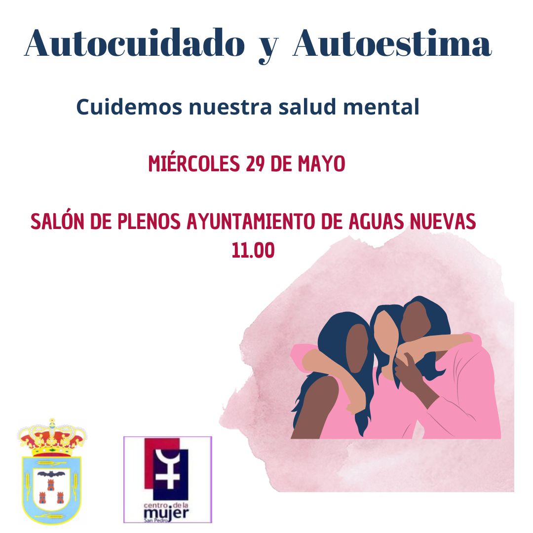 Cartel salud mental con ilustración en acuarela